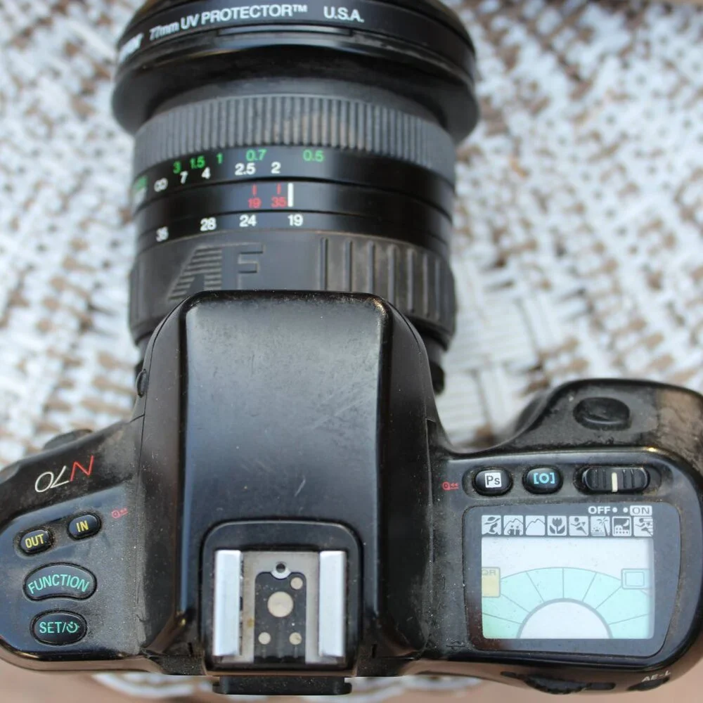 Nikon camera with fisheye lens (no battery) circa 1997